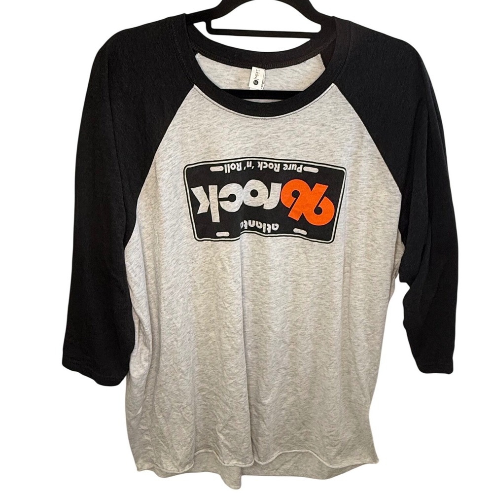 96 Rock Radio Atlanta Upside Down License Plate 3/4 Sleeve Shirt Women's XXL